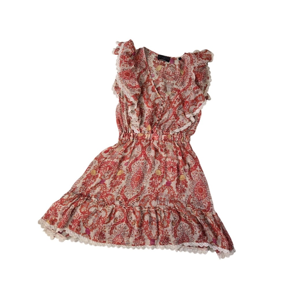 The Kooples Floral Ruffle Lace‎ Short Sleeveless Dress Size 1